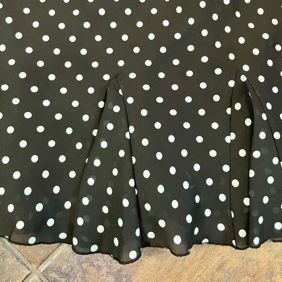 Worthington Blue Polka Dot Pleated Black Skirt 10 - Picture 2 of 8